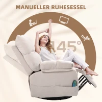HOMCOM Massagesessel mit Wärme- & Liegefunktion, drehbar, bis 150 kg, Metallgestell, 98x90x98cm, Beige(m-5)