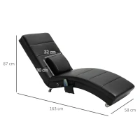 HOMCOM Relaxliege mit Massagefunktion Loungesessel Ergonomisch hohe Rückenlehn, mit Massagefunktion und Kissen mit Zero-G Design Lounge Sessel Kunstleder Metall Schaumstoff Schwarz 58 x 163 x 87 cm(m-3)