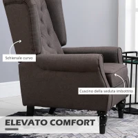 HOMCOM Poltrona per Salotto in Stile Francese con Seduta Imbottita e Cuscini, in Poliestere, 74x86x102 cm, Marrone(m-5)