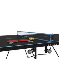 SPORTNOW Tischtennisplatte, klappbar, 8 Räder, pulverbeschichteter Stahlrahmen, MDF, 274 x 152,5 x 76 cm, Schwarz(m-8)