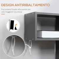 HOMCOM Libreria Moderna a 5 Livelli con 8 Ripiani Aperti in Truciolato, 120x20x171 cm, Grigia e Bianca(m-6)