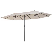 Outsunny XXL Sonnenschirm mit Handkurbel wetterbeständig 455 cm x 270 cm x 240 cm Stahl Polyester Beige(m-12)