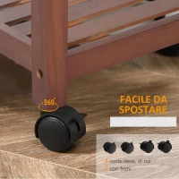 HOMCOM Carrello Portata da Cucina in Legno con Portabottiglie, Cestello, 2 Ripiani, 2 Cassetti, Legno di Pino, Resistente, Agevole, Versatile, 84.5x37.2x85cm(m-5)