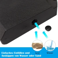 Outsunny Schirmgewicht, 4-tlg. Schirmständer, mit 80 kg Wasser oder 120 kg Sand befüllbar, HDPE, Schwarz, 100 x 100 x 9,5 cm(m-4)
