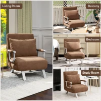 HOMCOM 4-in-1 Faux Suede Chair Bed - Coffee(m-8)