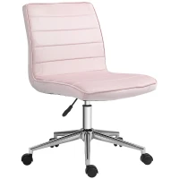 HOMCOM Bürostuhl Office-Stuhl Schreibtischstuhl, höhenverstellbar, Samtoptik, 51 cm x 64 cm x 78-88 cm, Rosa(m-1)