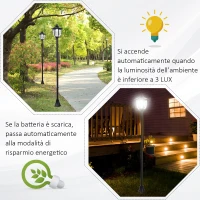 Outsunny Lampione da Esterni con 6 Luci LED Accensione Automatica Impermeabile(m-4)