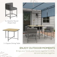 Outsunny 4-Seater Rattan Cube Garden Furniture Set with Cushions - Grey(m-4)