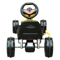 HOMCOM Go Kart Coche de Pedales Deportivo de Acero con Frenos para Niños de 3-5 Años 88x51x48cm Color Negro y Amarillo(m-4)