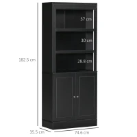 HOMCOM Credenza Cucina in Legno con Ripiani e Armadietto 2 Ante con Mensole Regolabili, 74.6x35.5x182.5cm(m-3)