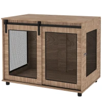 PawHut Hondenbox, Vervoersbox voor Honden, Terugtrekbox voor Huisdieren, Afsluitbare Deuren, 98 x 60 x 78 cm, Lichtbruin(m-1)