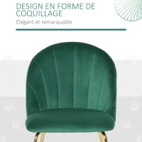 HOMCOM Lot de 2 chaises de salle à manger assise aspect velours et pieds métal doré - vert(m-4)