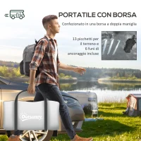 Outsunny Tenda da Campeggio 4 Posti Impermeabile con Zona Notte e Zona Giorno, in Poliestere, 430x300x190 cm, Grigio(m-7)