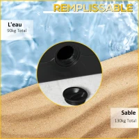 Outsunny Ensemble de 4 pieds de parasols poids pour supports de parasol base de lestage parasol remplissage eau ou sable jusqu'à 90 kg/130 kg HDPE 98 x 98 x 13 cm noir(m-6)
