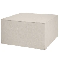 HOMCOM Poggiapiedi 2 in 1 con Rivestimento Rimovibile in Tessuto Effetto Lino, 75x75x41 cm, Beige(m-10)