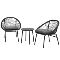Outsunny Three-Piece Rattan Bistro Set - Black(m-11)