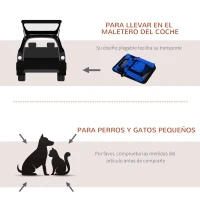 PawHut Transportín para Perros y Gatos Bolsa de Transporte para Mascotas Plegable con Cojín y Ventanas de Malla 60x42x42cm Azul(m-6)