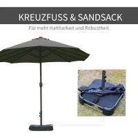 Outsunny Sonnenschirm Gartenschirm Marktschirm Doppelsonnenschirm Terrassenschirm mit Schirmständer Handkurbel Dunkelgrau Oval 460 x 270 x 240 cm(m-7)