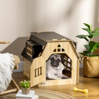 PawHut Niche pour chien intérieur maisonnette design avec porte verrouillable - 54 x 56 x 52 cm(m-2)