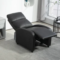 HOMCOM Relaxsessel Ruhesessel Fernsehsessel Sessel mit Liegefunktion Kunstleder (Schwarz)(m-6)