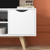 HOMCOM Mueble para Televisores de 50 Pulgadas con 2 Puertas 2 Estantes Abiertos y Patas de Madera 110x39x50 cm Blanco(m-8)