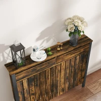 HOMCOM 93 x 119cm Rustic-Look Radiator Cover - Brown/Black(m-9)