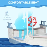 Outsunny Wooden Kids Sandpit, Children Sandbox w/ UV Protection Canopy, for Ages 3-8 Years - Blue(m-7)