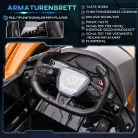 HOMCOM Kinderfahrzeug offiziell lizenziertes Lamborghini GT Elektroauto für Kinder mit Fernbedienung 2 x 35W Motoren Musik(MP3/USB/Bluetooth/ TF) Licht 3–6 Jahre Metall Orange 117 x 66 x 50 cm(m-7)