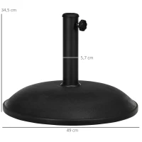 Outsunny Pied de Parasol Rond Base de lestage Parasol Ø 49 x 34,5H cm Poids Net 20 Kg Ciment PVC Noir(m-3)