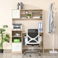 HOMCOM Schreibtisch Computertisch mit Bücherregal Home-Office Wohnzimmer Büro Eiche Weiß Spanplatte 120 x 60 x 160 cm(m-2)