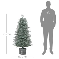 HOMCOM 5ft Tall Artificial Christmas Tree with Realistic Branches, Pot Stand and 1140 Tips, Xmas Decoration, Green(m-3)