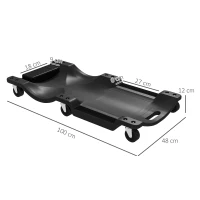 DURHAND Mechanic Vehicle Creeper, Under-Car Rolling Crawler Board, with Headrest, Wheels, Black(m-3)