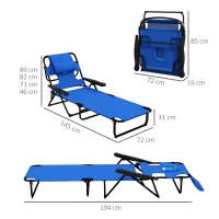 Outsunny Tuinligstoel Zonneligstoelen Relaxligstoel, Opvouwbaar, Weerbestendig, 194 cm x 72 cm x 31 cm, Zwart + Donkerblauw(m-3)