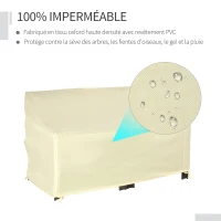 Outsunny Housse de canapé exterieur étanche, housse de banc de jardin 600D tissu oxford, bache de canapé extérieur pour balcon, terrasse, 140 x 84 x 56/94 cm, beige(m-5)