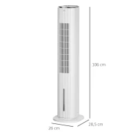 HOMCOM Rafraîchisseur d'air/ventilateur colonne/humidificateur/purificateur 4 en 1 - oscillant - timer, 3 modes, 3 vitesses - télécommande réservoir 5L avec 4 blocs réfrigérants(m-3)