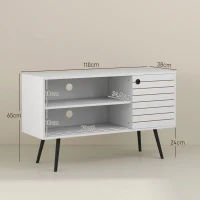 HOMCOM Duo Storage TV Unit, with Striped Door - White(m-3)