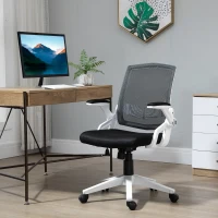 Vinsetto Silla de Oficina Ergonómica Silla de Juvenil con Altura Ajustable Reposabrazos Abatibles Soporte Lumbar y Respaldo Malla Transpirable 61x61x94-104 cm Negro(m-2)