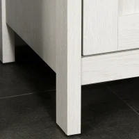 kleankin Tall Bathroom Storage Cabinet, Freestanding Tower Cabinet with 3 Open Shelves and Adjustable Shelf, Antique White(m-9)