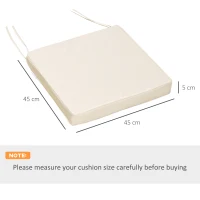 Outsunny Set of 2 Garden Chair Cushions with Ties, 45 x 45 cm Replacement Cushions for Outdoor Furniture, Cream White(m-3)