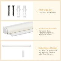 HOMCOM Doppelrollo mit Fernbedienung, USB-Schnittstelle, aufladbarer Akku, 80 cm x 180 cm x 7 cm, Weiß(m-8)