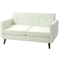 HOMCOM Two-Seater Linen-Look Sofa - Cream(m-11)