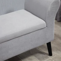 HOMCOM Polsterbank mit Stauraum, Truhenbank mit Armlehnen, 46 cm Sitzhöhe, samtartiges Polyester, 111,5 x 41 x 65 cm, Hellgrau(m-8)