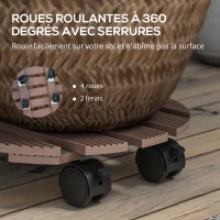 Outsunny Lot de 4 supports ronds Ø30 cm pour plantes - porte plante à roulettes, intérieur et extérieur(m-5)