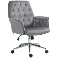 Vinsetto Linen Computer Chair with Armrest, Modern Swivel Chair with Adjustable Height, Dark Grey(m-10)