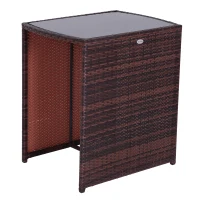 Outsunny Conjunto 1 Mesa y 2 Sillas Mueble Mimbre Ratan Jardin Terraza Exterior Desayuno(m-8)