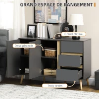 HOMCOM Ensemble de commode 3 tiroirs, buffet et meuble TV - meuble de rangement - banc TV pour télévision jusqu'à 55 pouces(m-4)