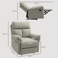 HOMCOM Fotoliu Rabatabil Manual 140° cu Pătuț Detașabil Captușit cu Microfibră, 84x91x102 cm, Negru(m-3)