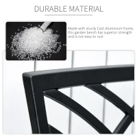 Outsunny 2-Seater Cast Aluminium Garden Bench Loveseat Outdoor Furniture Chair w/ Decorative Backrest & Ergonomic Armrest for Patio Terrace Porch(m-7)