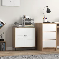 Vinsetto Armadietto Portadocumenti Cassettiera da Ufficio in Legno e Metallo Bianco con 2 Ante, Ripiano Regolabile, 62x30x67.5cm(m-2)