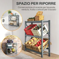 HOMCOM Scaffale per 6 Casse di Bevande Autoportante a 3 Livelli con Ripiani Regolabili, 110x30x110cm, Grigio(m-9)